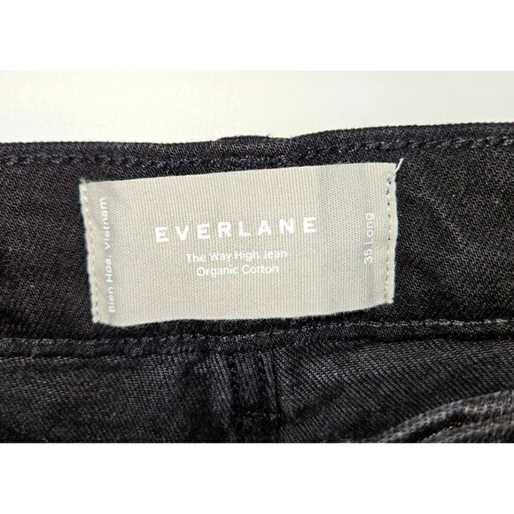 Everlane Way High Jean Womens Sz 35 Long Tall Black Straight Leg High Rise NEW - Picture 5 of 11